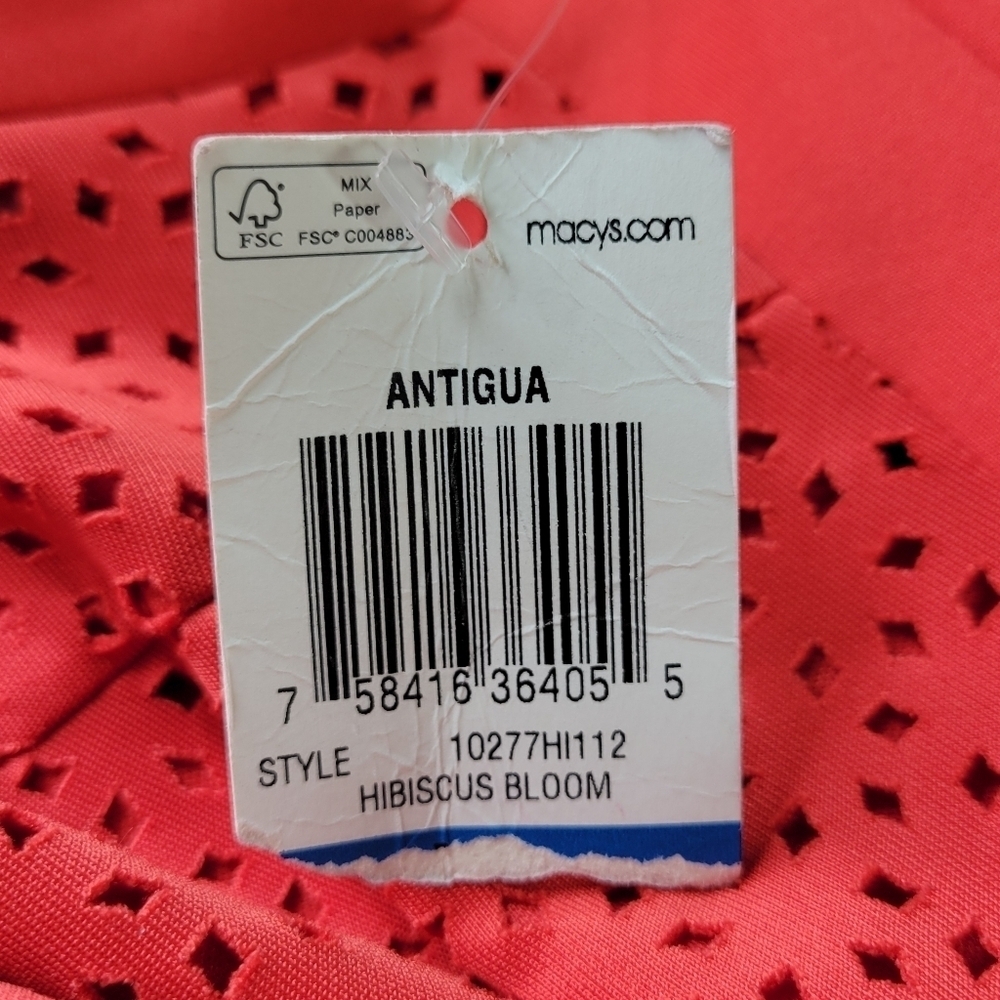 Thalia Sodi Eyelet Dress XL Red Hibiscus Bloom Spaghetti Straps Back Zip New - Picture 5 of 10